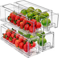 Sorbus Small Clear Storage Drawers (4 Pack) – Acrylic Stackable Storage Bins with Pull-Out Drawers for Fridge, Kitchen, Pantry – Organizer Bins with Handles