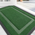 OLANLY Front Door Mat Indoor Outdoor Entrance, Waterproof All-Season, All-Weather Doormat, Sturdy Natural Rubber, Fade Resistant, Low Profile, Easy Clean Patio Porch Entryway Mat, 59x30, Green