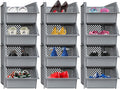 Skywin Plastic Stackable Storage Bins for Pantry, 12 Pack Stackable Bins For Organizing Food, Kitchen, and Bathroom Essentials (Grey)
