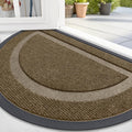 OLANLY Half Circle Door Mat Indoor Outdoor Entrance Welcome, Waterproof All-Season, All-Weather Doormat, Sturdy Natural Rubber, Low Profile, Easy Clean Patio Porch Entryway Mat, 59x23, Brown