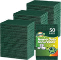 SCRUBIT Scouring Pads - Heavy Duty Scrub Pads for Cleaning Dishes - Non-Scratch - Reusable - Green (50)