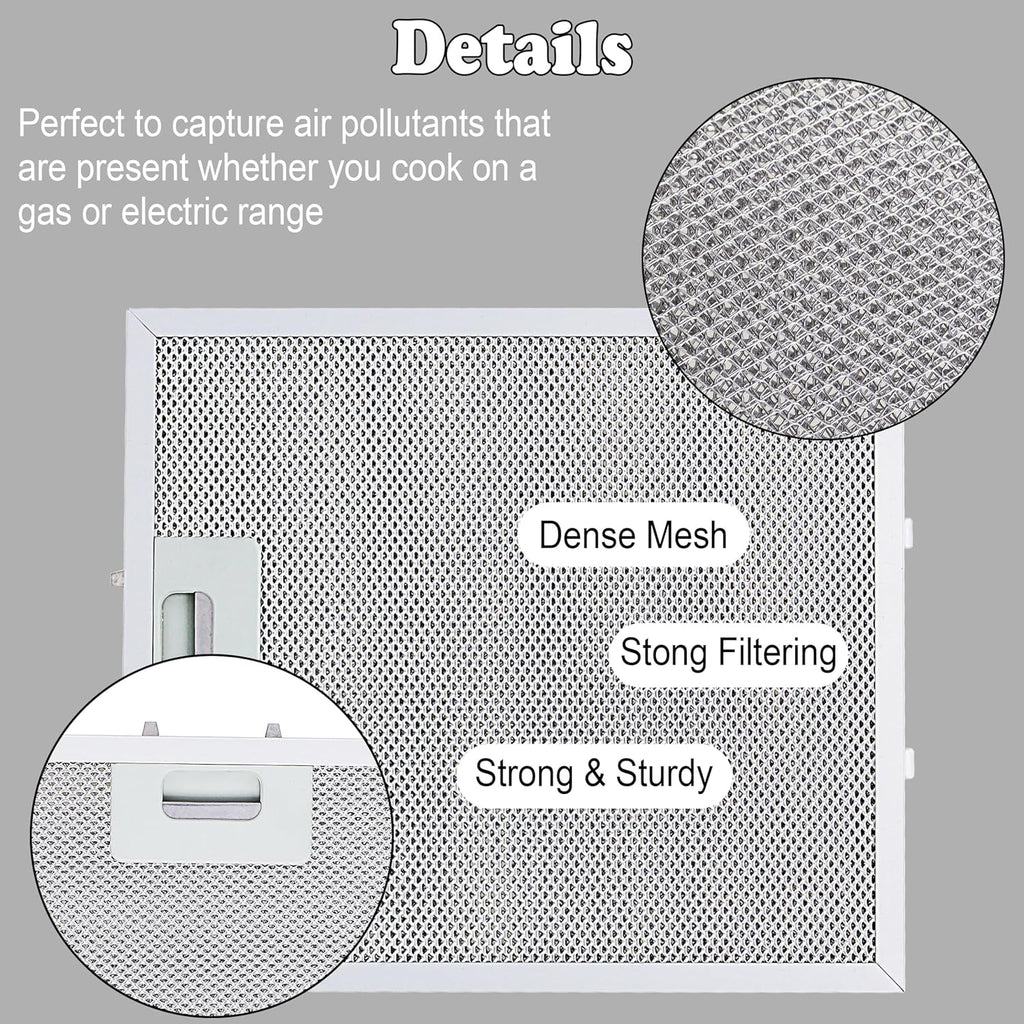 𝑼𝒑𝒅𝒂𝒕𝒆𝒅 W10169961A Aluminum Range Hood Filters Replacement 3 Pack 10.5 x 12 Inch by Wadoy, 3-Layer Aluminum Mesh Range Hood Filter Metal Slip Joints Compatible with Whirl-pooll