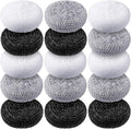 Blulu Plastic Dish Scrubbers for Dishes Pot Round Nylon Pad, Mesh Scouring Non Scratch Pads(Simple Colors,15 Pcs)