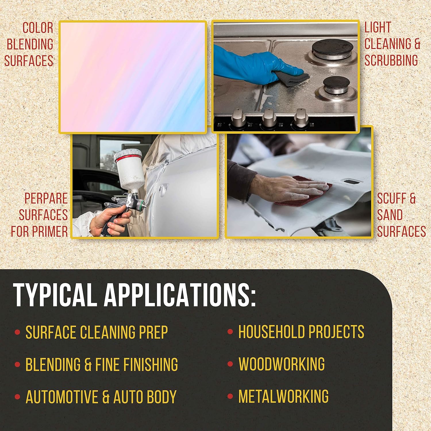 Dura-Gold Premium 6" x 9" Scuff Pads, 5 Each Maroon General Purpose & 5 Each Gray Ultra Fine - Scuffing, Scouring, Sanding, Paint Primer Prep Adhesion Scratch - Surface Preparation Automotive Autobody