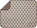 S&T INC. Dish Drying Mat XL, 18” x 24”, Absorbent Microfiber Kitchen Counter Mat, Dish Drying Pad for Dishes, Utensils, Pots and Pans, Extra Large, Taupe Trellis