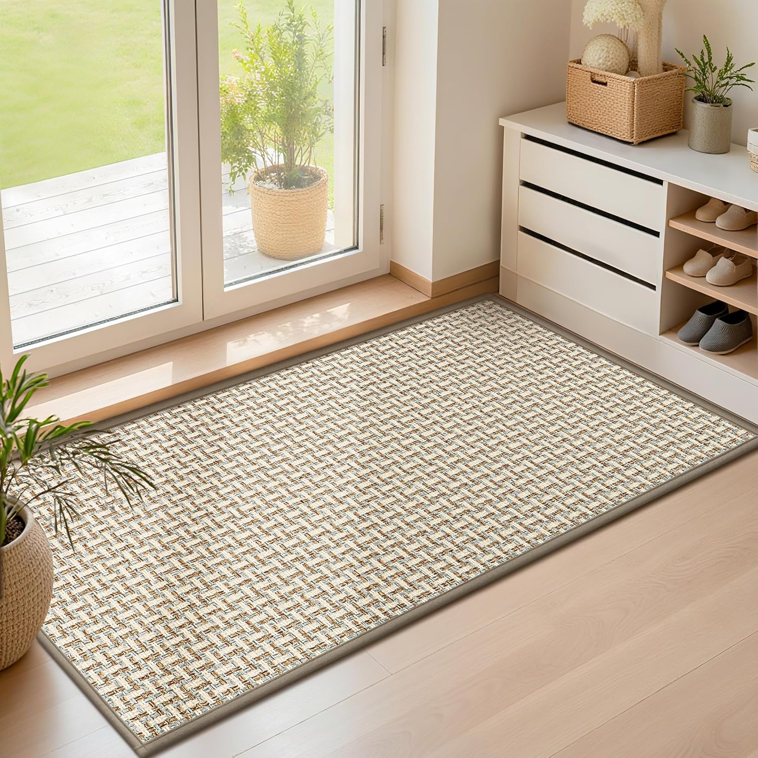 LEKEEPGO Door Mat Indoor Entrance 24"x47", Absorbent Indoor Door Mat Large, Non Slip Rubber Backing Inside Door Mats, Washable Floor Mat, Low-Profile Doormat for Front Door, Entryway, Entrance, Grey