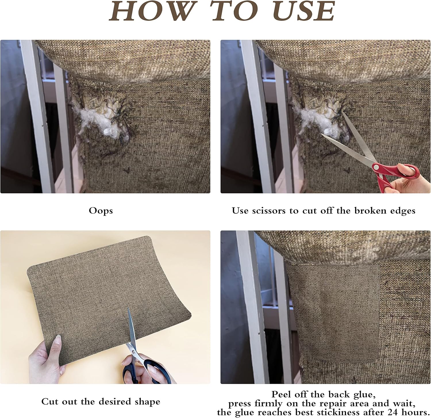 Fine Linen Repair Patches,Self-Adhesive Linen Fabric Patches,8X11 inch 2 PCS,Multi Color, Can be Used for Linen Sofa Repair and Linen Clothes Repair(8" x 11"-2PCS,Cream-Gray 2.0)