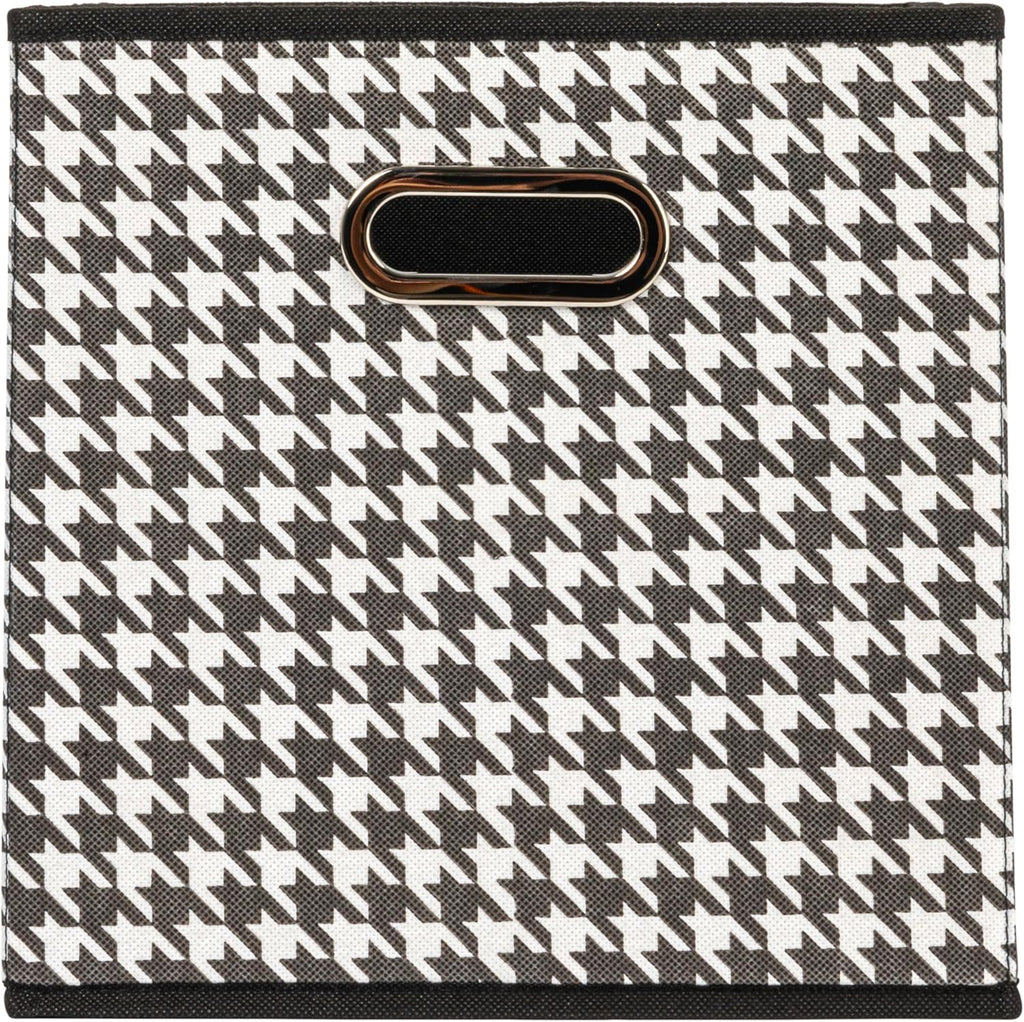 Household Essentials Fabric Storage Bins 6 Piece Set, Houndstooth White and Black