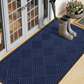 Smiry Front Door Mat Outside Entrance, Heavy Duty Outdoor Indoor Natural Rubber Doormat, Non Slip, Trap Dirt and Moisture, Easy Clean, Low Profile Patio Porch Entryway Mat, 59x23, Navy Blue