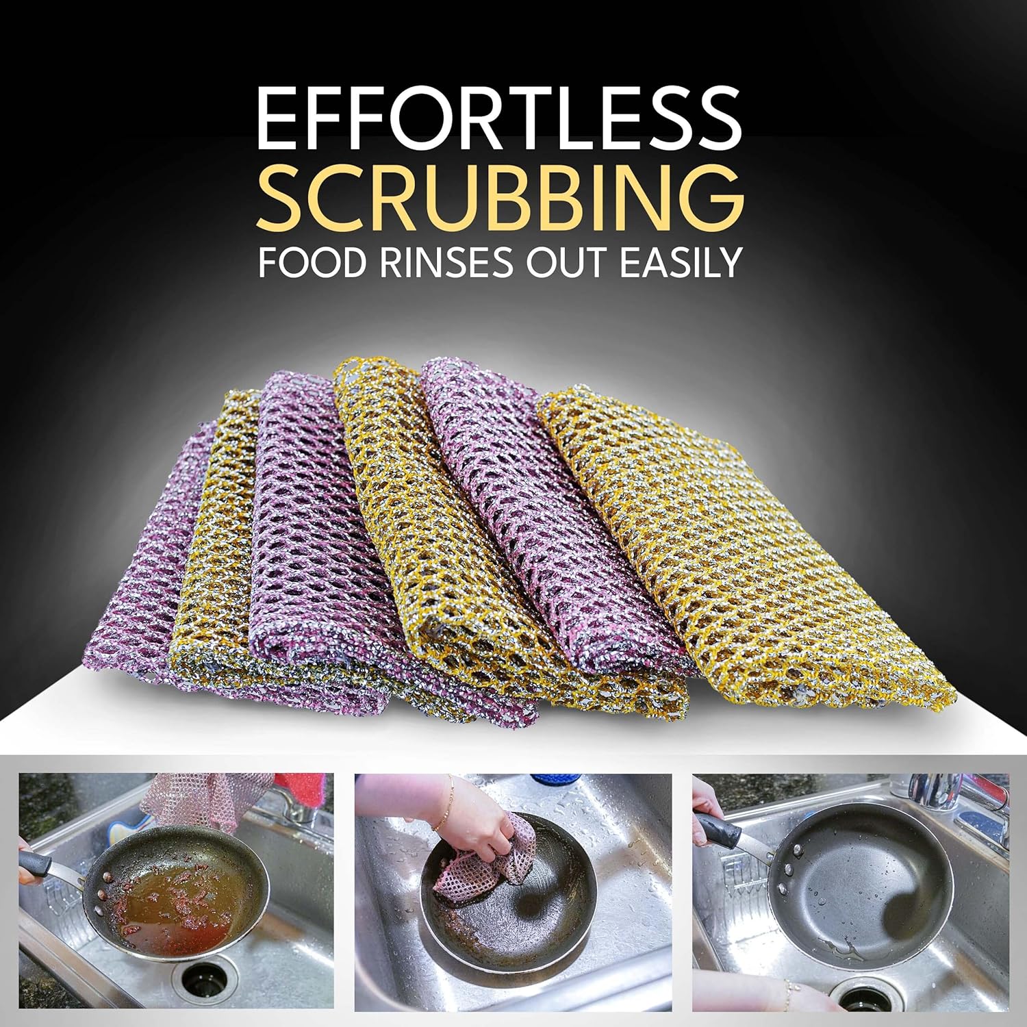 Heavy Duty Dish Scrubbers - Non Scratch Scouring Pads - Odorless and Long Lasting - Replace Sponges for Dish Washing, Scrubbing & Scouring - Kitchen, Floor and Bathroom Usage - Made in Korea (24 Pcs)