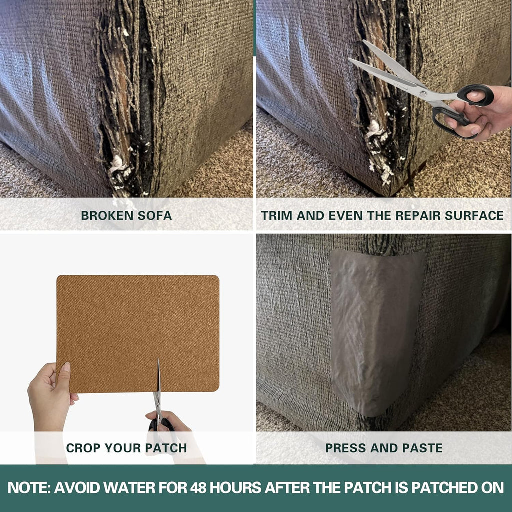 Azobur Couch Patch Repair Fabric,Microfiber Fabric, Self-Adhesive, for Sofa Repair and Upholstery, 2 Pieces, 9.5 x 11 inches (Light Brown)