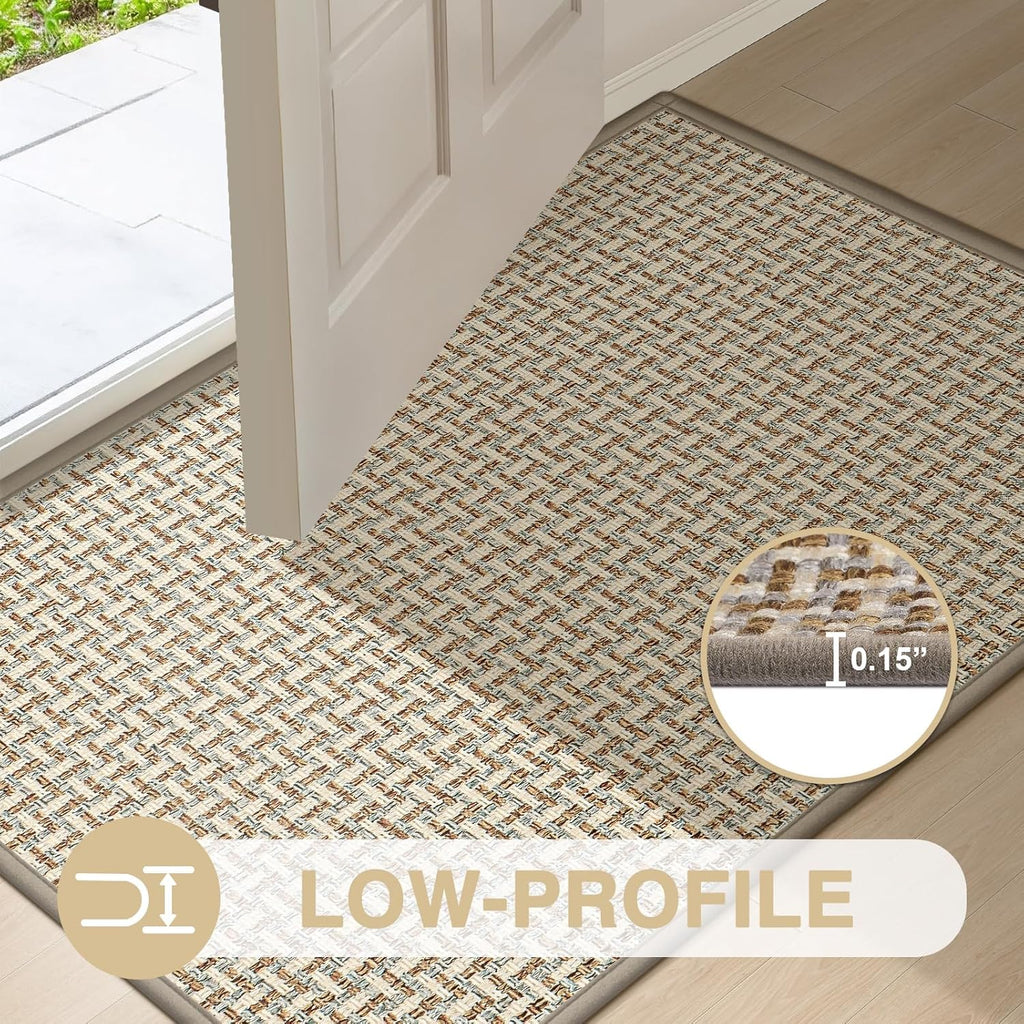 LEKEEPGO Door Mat Indoor Entrance 36"x59", Absorbent Indoor Door Mat Large, Non Slip Rubber Backing Inside Door Mats, Washable Floor Mat, Low-Profile Doormat for Front Door, Entryway, Entrance, Grey