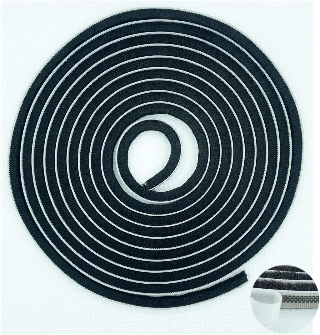 Brush Weather Stripping for Sliding Windows/Doors Frame Side,Pile Self Adhesive Weatherstrip Seal Strip for Soundproofing (16.5ft x11/32 x 11/32 Brush inch, Black)