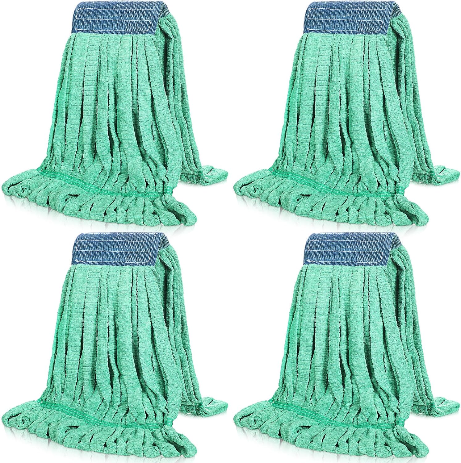 Lallisa 4 Pcs Commercial Mop Head Replacement Tube Microfiber Industrial Looped End Mop Heads Refill for Floor Cleaning for Home Commercial Industrial Use(Large,Green)