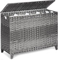Laundry Hamper with 4 Removable Liner Bags; 176L Handwoven Rattan Laundry Basket with Lid & Heightened Feet; Clothes Hamper with Side Handles(Gray)