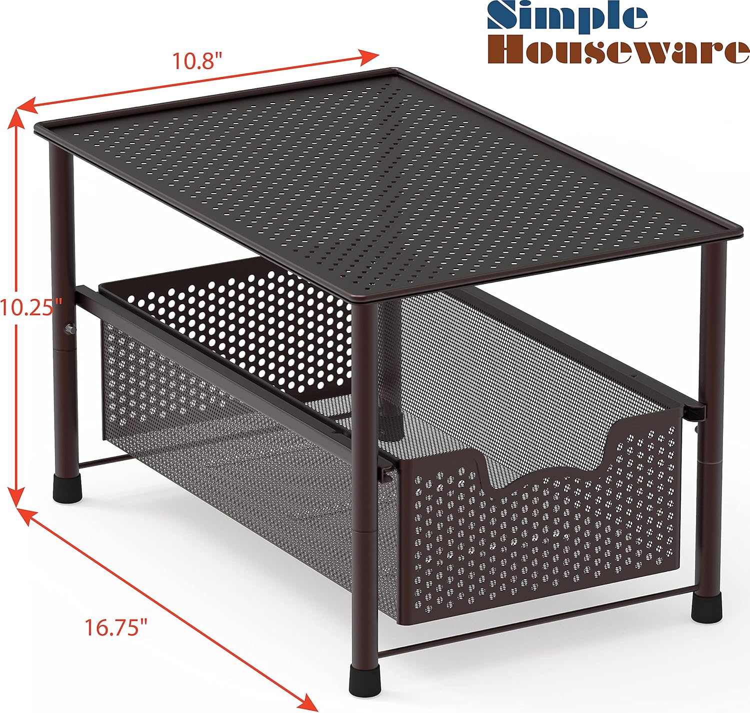 Simple Houseware Stackable Under Sink Cabinet Sliding Basket Organizer Drawer, Bronze