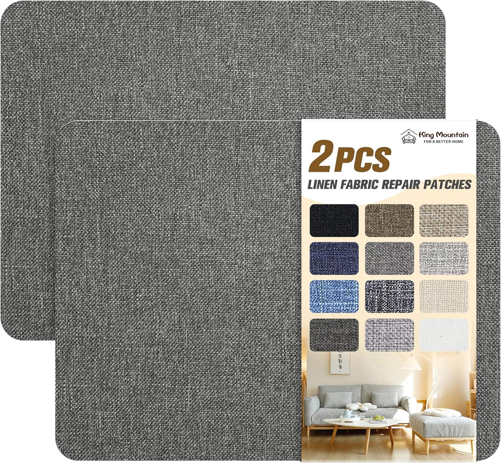 Fine Linen Repair Patches, Self-Adhesive Fabric Patches, 8X11 Inch 2 PCS, Multi Color, for Sofa and Clothes Repair (8" x 11"-2PCS, Medium Grey 1.0)