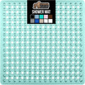 GORILLA GRIP Patented Square Shower Stall Mat, Small Bathtub Floor Mats for Stand Up Showers with Suction Cups and Drainage Holes, Machine Wash, Soft on Feet, Bathroom Accessories 21x21 Inch, Green