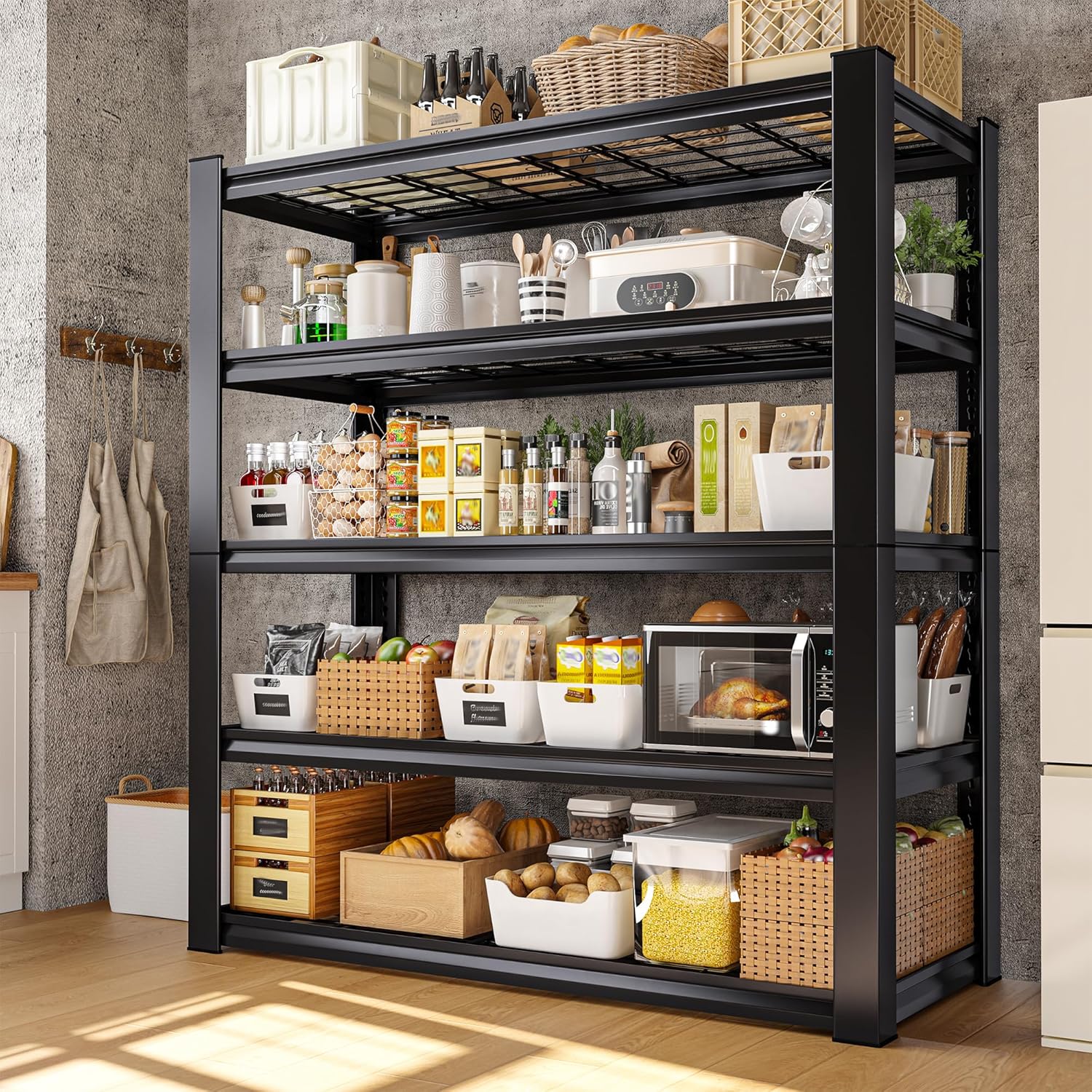 REIBII 3010LBS Storage Shelves 72" H Garage Shelving Heavy Duty Metal Shelving 5 Tier Adjustable Metal Shelves for Storage for Kitchen Pantry Warehouse Basement 72" H x 35.5" W x 16" D, 3 Pack