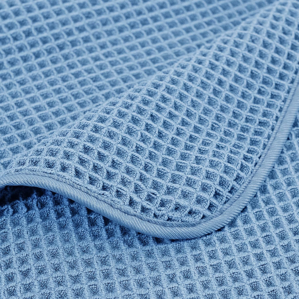 POLYTE Microfiber Oversize Quick Dry Lint Free Bath Towel, 60 x 30 in, 4 Pack (Waffle Weave)
