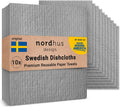 Nordhus Design Swedish Dishcloths, Grey 10-Pack, Reusable, Washable Cellulose Cotton Kitchen Cloths - Replace Paper Towels, Wipes, Sponges, Dish Rags