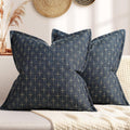 ZWJD Pillow Covers 16x16 Set of 2 Soft Polyester Textured Pillow Covers with Stylish Flange Edge Cozy Farmhouse Throw Pillows for Couch Bed Sofa Living Room