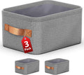 Large Storage Baskets for Shelves 3 Packs, Fabric Storage Bins for Shelves with Handles, 16.1'' L ×12.2'' W × 8.2'' H Collapsible Baskets for Organizing Clothes, Toy, Grey