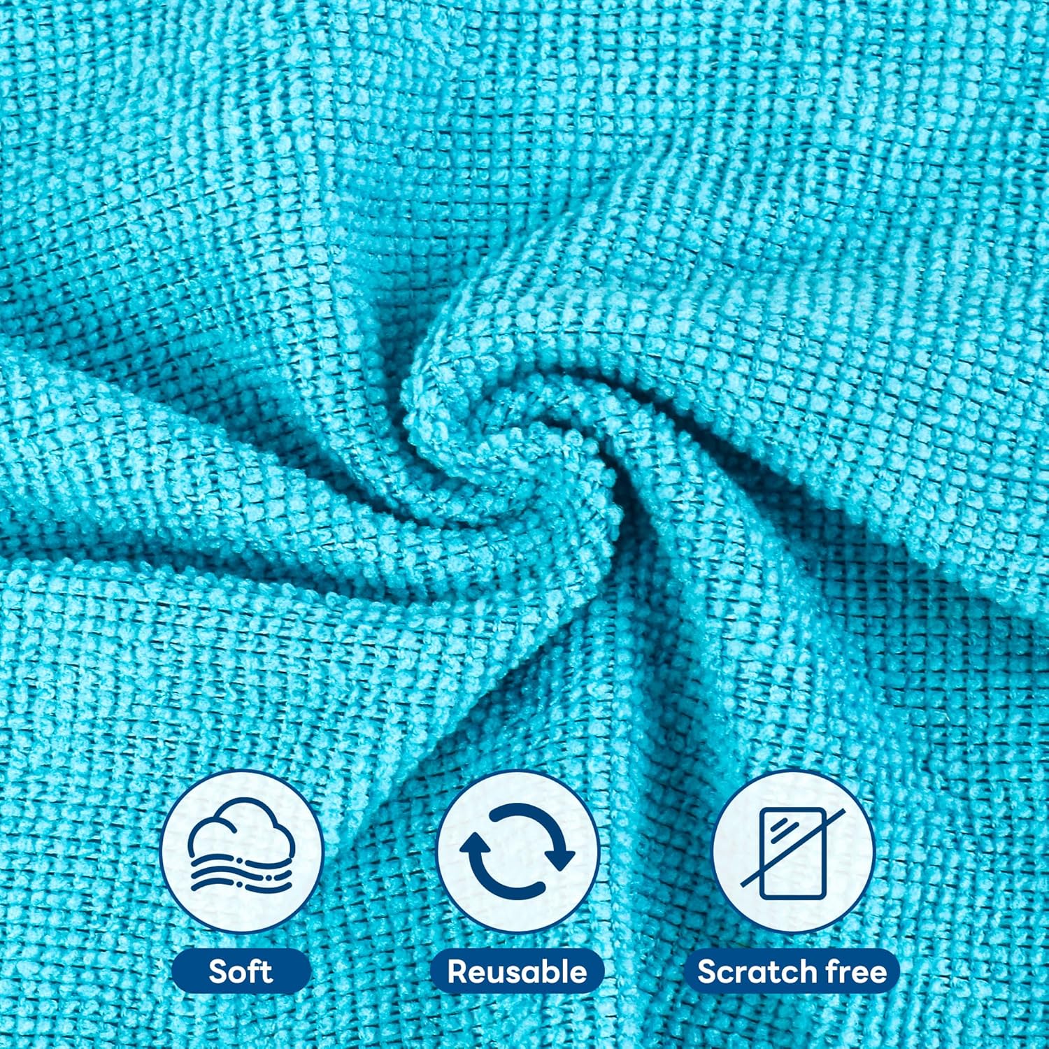 40 Pack Microfiber Cleaning Cloth with Box, Scratch & Streak-Free, Bulk Towels for Home, Reusable Microfiber Towels for Cars, Cleaning Rags, 8 x 8 in, Blue