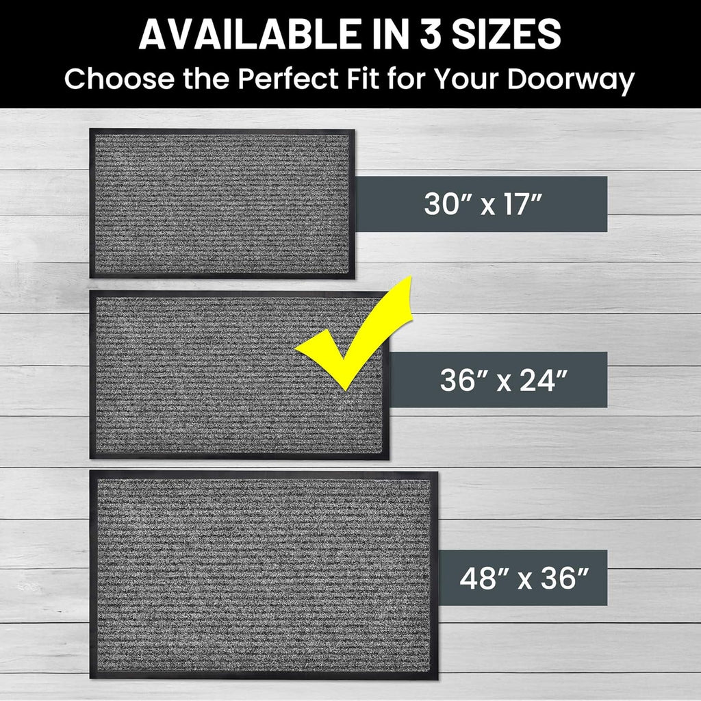 Sierra Concepts Front Door Mat Welcome Floor Mats - Entryway Indoor Outdoor Entrance Doormat, Patio, Porch, Muddy Shoe, Inside Outside Low Profile, Large 36x24 inches, 2-Pack Gray