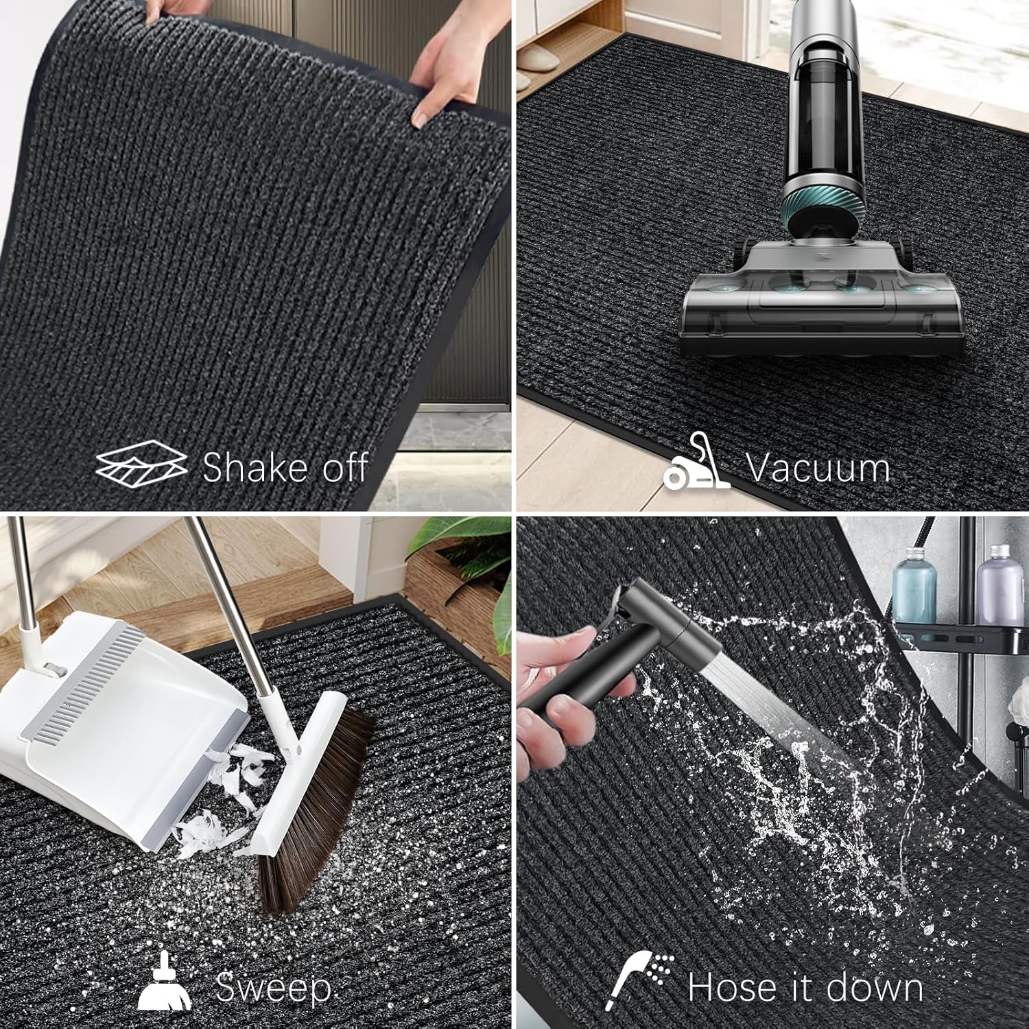 Vicwe Indoor Outdoor Door Mat,4'x8' Heavy Duty Front Door Mat, Non-Slip Washable Doormats Entrance Mats, Dirt Resistant and Absorbent Doormat, Commercial Outdoor Entrance Floor Mat for Home Office