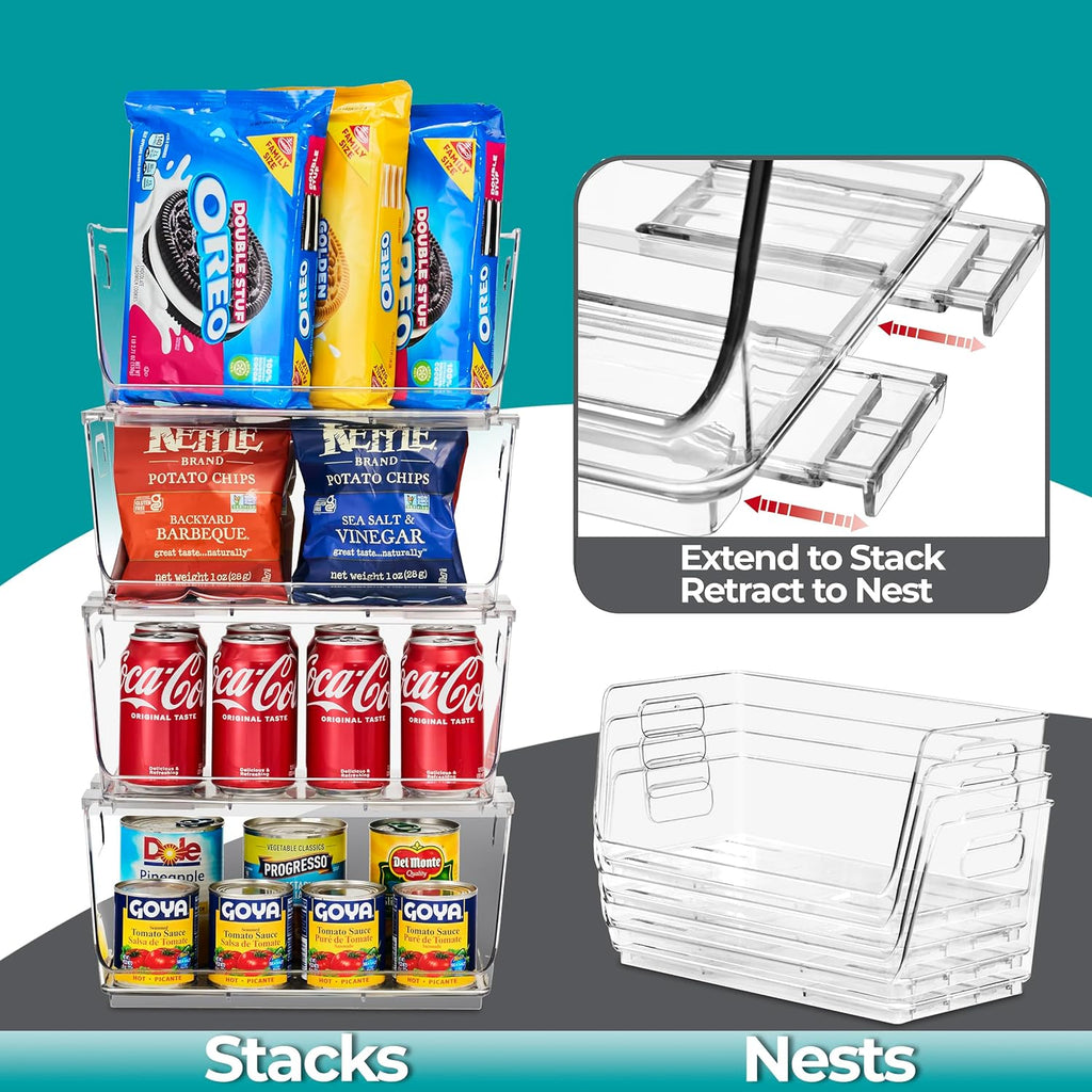 Sorbus Stackable Storage Bins Open Front - Clear Stackable Storage Bins - Pantry Bins for Storage and Organization - Acrylic Stackable Bins for Kitchen - Clear Pantry Organizer Bins (Small 2 Pack)