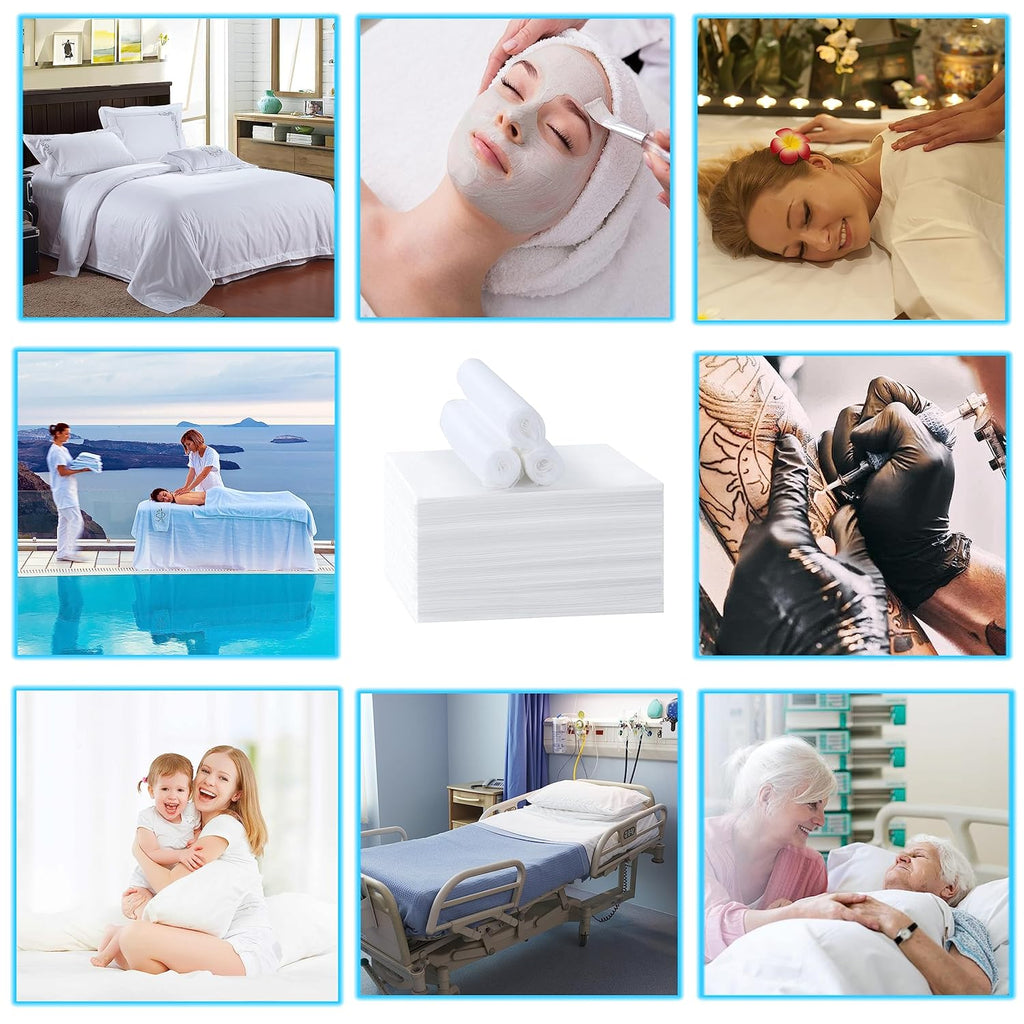Disposable Bed Sheets for Massage Table 200 Pcs 31" x 71" Waterproof Massage Table Sheets Soft Non Woven Fabric SPA Massage Table Bed Cover Breathable for Beauty Tattoos Waxing Travel (White)