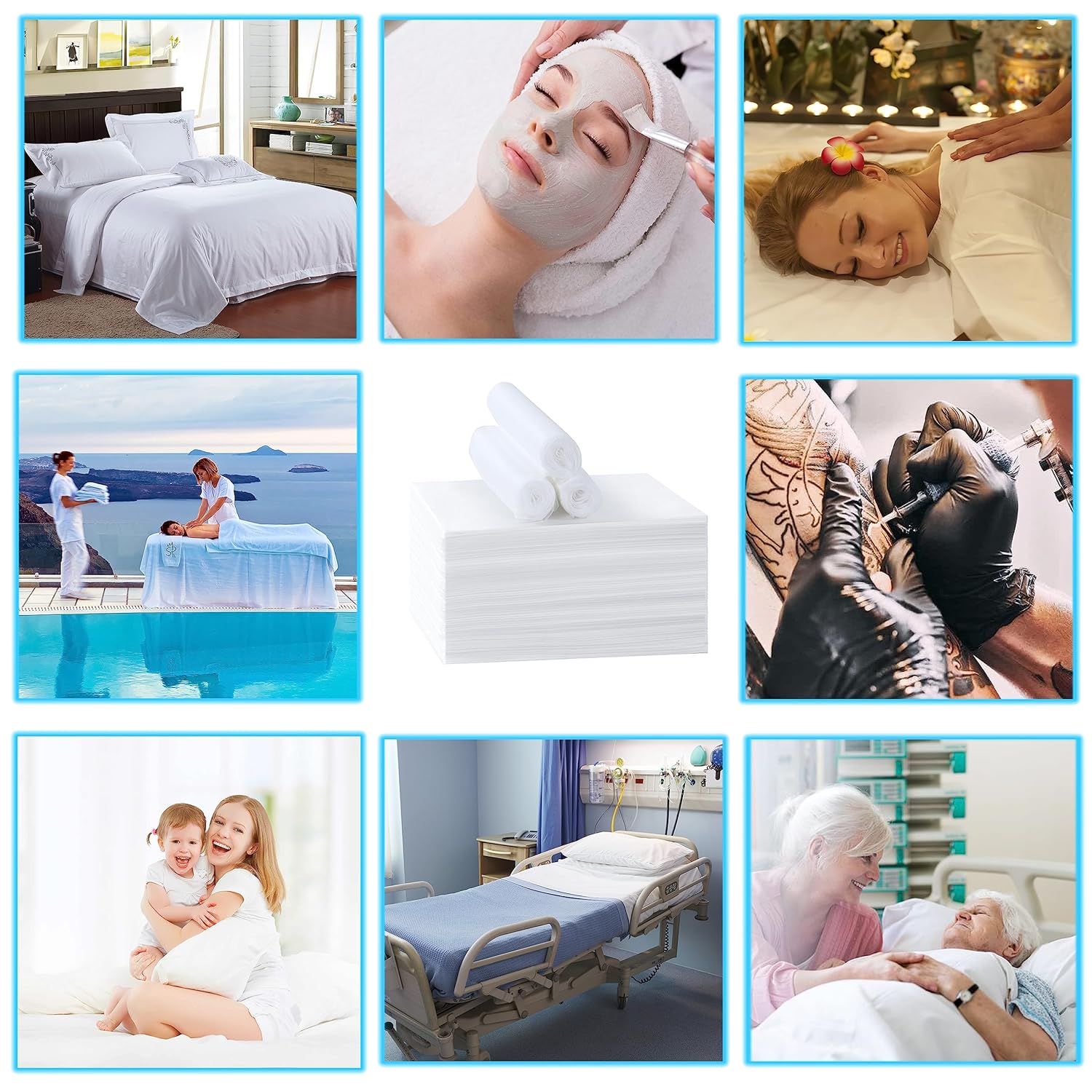 Disposable Bed Sheets for Massage Table 100 Pcs 31" x 71" Waterproof Massage Table Sheets Soft Non Woven Fabric SPA Massage Table Bed Cover Breathable for Beauty Tattoos Waxing Travel (White)