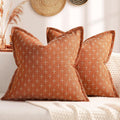 ZWJD Pillow Covers 24x24 Set of 2 Soft Fall Decor Polyester Textured Pillow Covers with Stylish Flange Edge Cozy Farmhouse Throw Pillows for Couch Bed Sofa Living Room