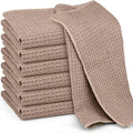 Microfiber Cleaning Cloth Waffle Weave for Dusting Absorbent Towel Quick Drying Dust Rags Household Kitchen, Lint Free Streak Free, 6 Pack,12 x 12 Inches, Khaki