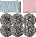 6pcs Stainless Steel Scrubber 2pcs Heavy Duty Scrub Sponges 1pcs Dish Clean Towel for Kitchens Bathroom and More