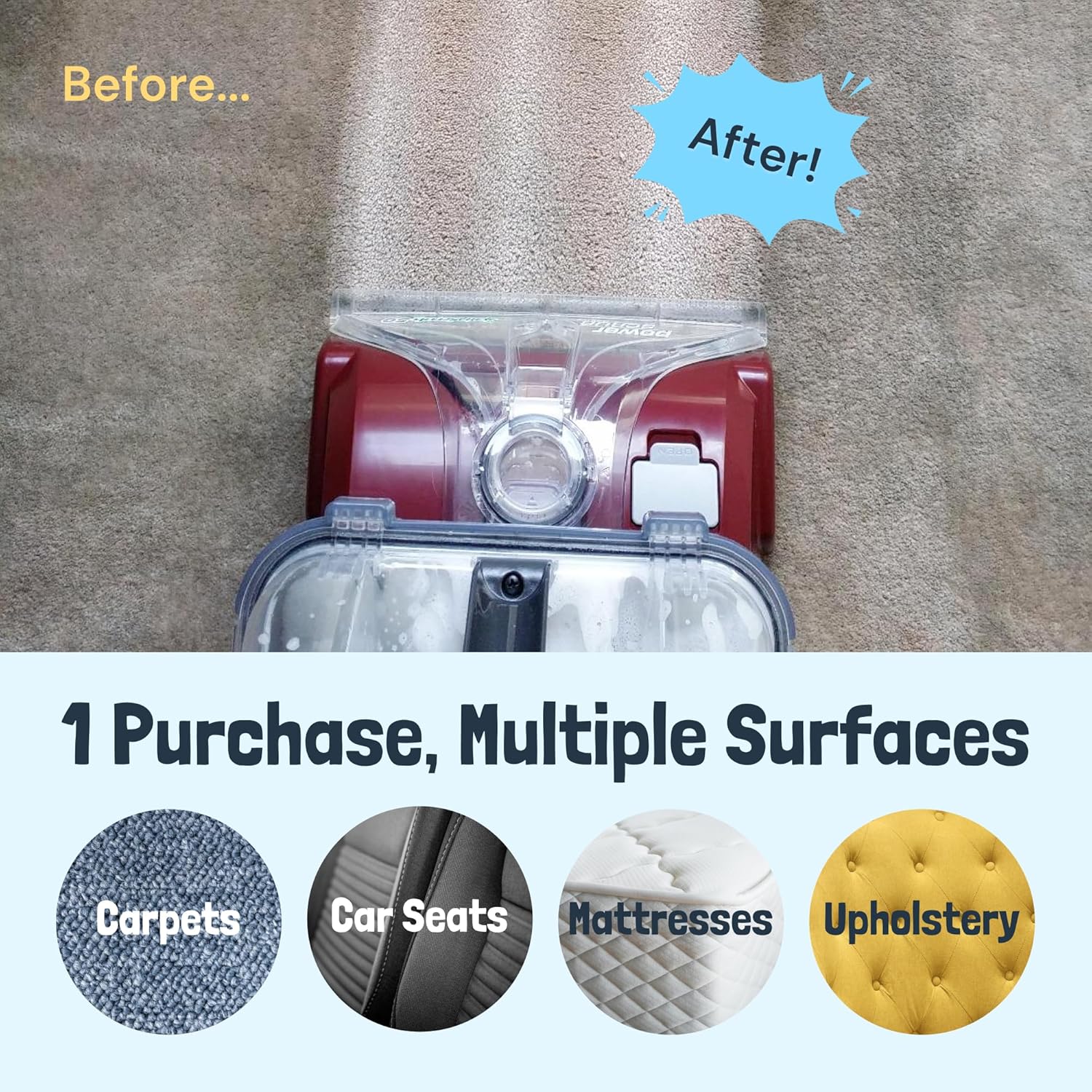 Sunny & Honey Carpet Cleaner Solution - 128 Fl Oz, Fresh Summer Scent - Deep Stain Remover & Deodorizer - Pet & Rug Cleaner - Upholstery Cleaning for Machine Use