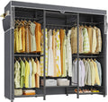 Raybee Clothes Rack with Cover Heavy Duty Clothing Racks for Hanging Clothes Adjustable Metal Clothes Rack for Bedroom 66.5" Wx15.75 Dx74.8 H Black