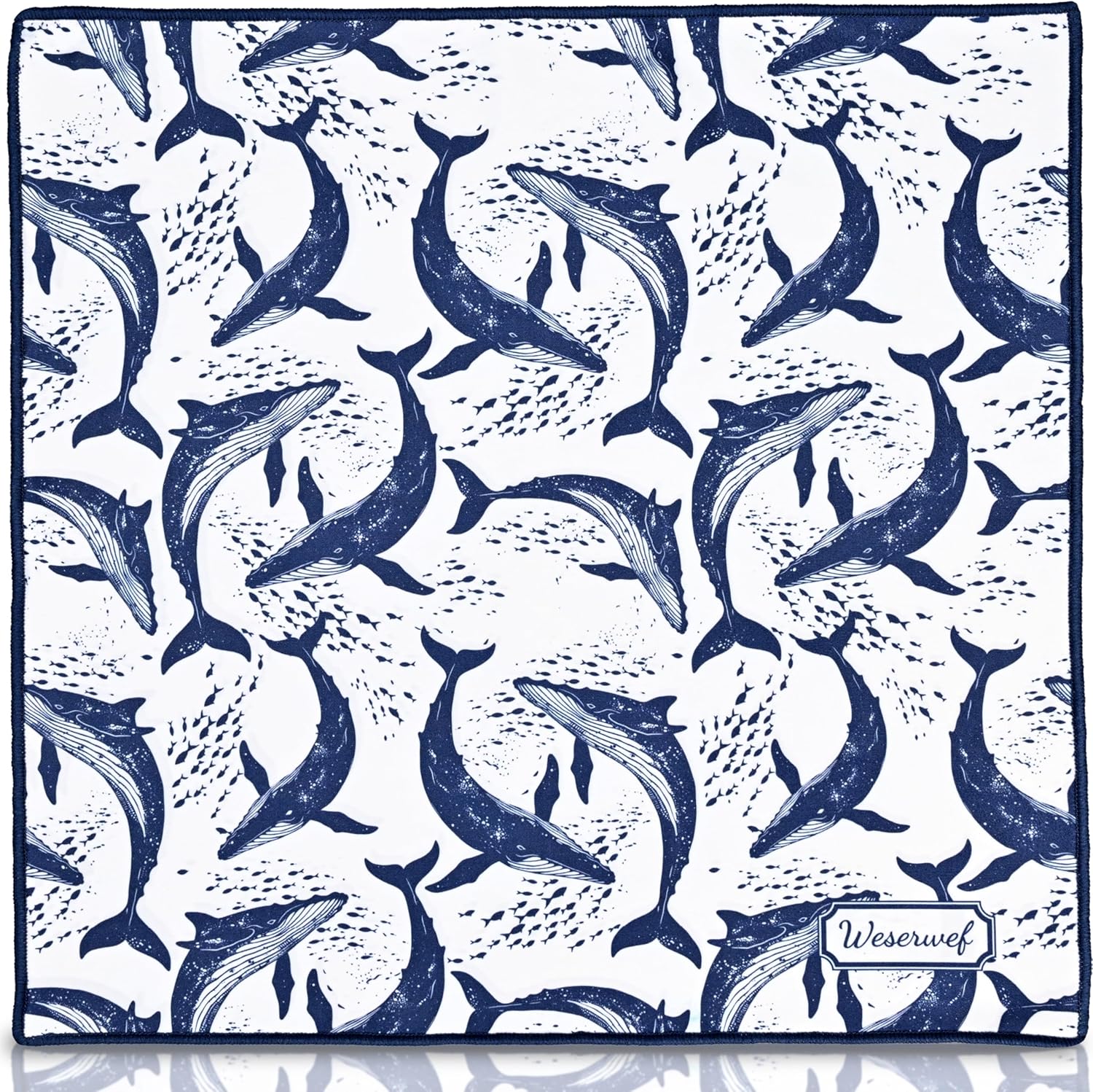 WESERWEF Design Microfiber Glasses Cleaning Cloth – Premium Cleaning Cloth for Eyeglasses, Screens, Tablets, Cameras & Lenses, 12" x 12", Ultra-Soft & Scratch-Free (Whales)