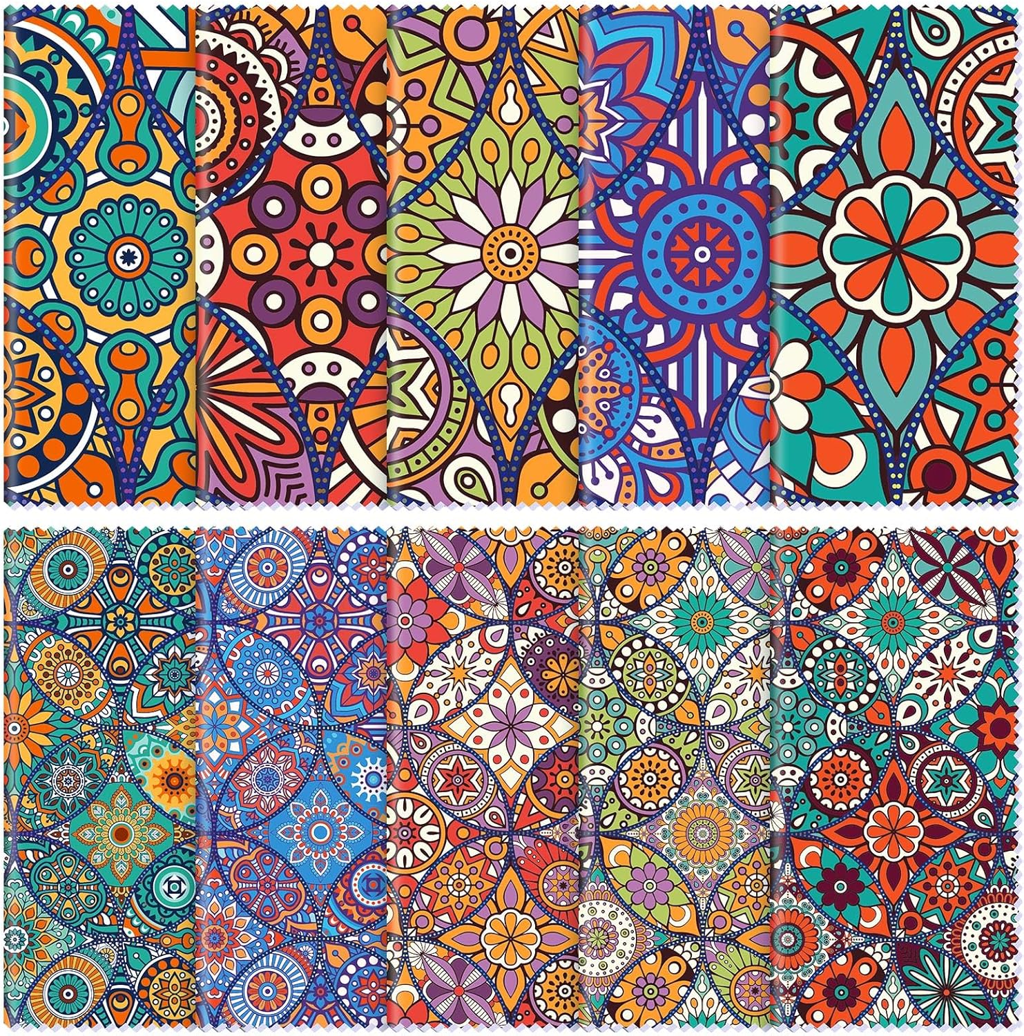 Sinmoe 20 Pcs Microfiber Cleaning Cloth Microfiber Cloth Gift Soft Multicolor Glasses Cleaner for Eyeglasses Camera Lens Cell Phone Screens Glasses, 6 x 6 Inches(Mandala)