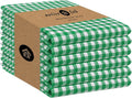 Native Fab 6 Pack Kitchen Towel with Hanging Loop 16x26 inches, Cotton Gingham Check Kitchen Towels for Drying Dishes, Soft & Absorbent Washcloths, Dish Cloth, Green White