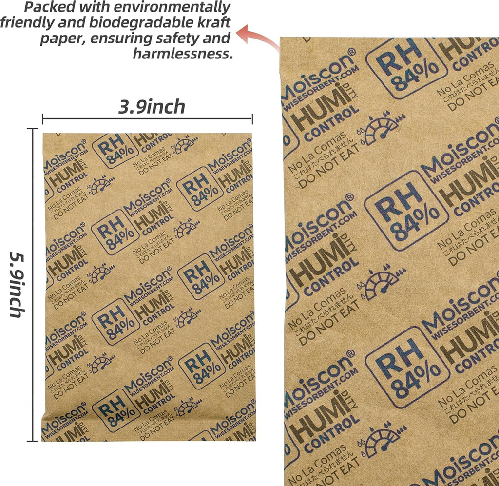 84% Two-Way Humidity Control Packs for Storing 1 lb – Size 60 – 10 Pack – Seasoning Packets Moisture Control Packets Individually Wrapped, Humidifier Packs for Season Wood Humidifier Boxes