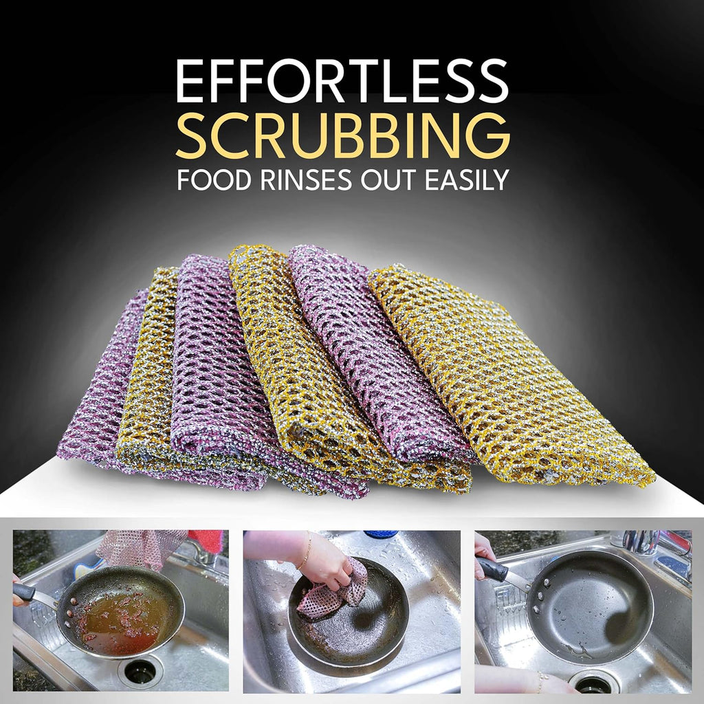 The Crown Choice Heavy Duty Non-Scratch Dish Scrubbers for Cleaning Dishes & Pots (6Pcs) - Replace Kitchen Sponges for Dishwashing with Our Scouring Pads - Try Our Alternative Dish Washing Scrub
