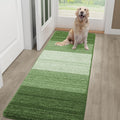 Kitinjoy Indoor Outdoor Door Mat, 48x30 Non-Slip Absorbent Dirt Trapper, Low-Profile Washable Inside Entrance Front Floor Mat, Sturdy Soft Entry Doormats for Entryway, Green