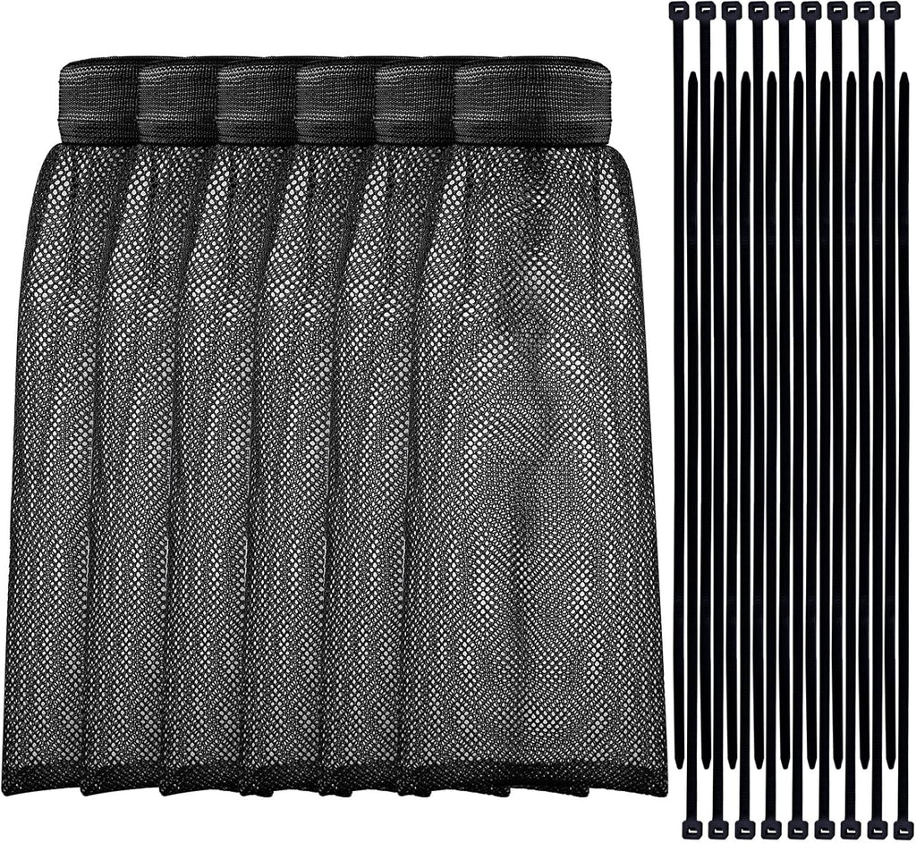 Shappy 24 Pieces Washing Machine Lint Traps and Cable Ties Set 6 Nylon Mesh Lint Trap for Discharge Hoses and 18 Cable Ties Fits Most Washing Machines(Black)