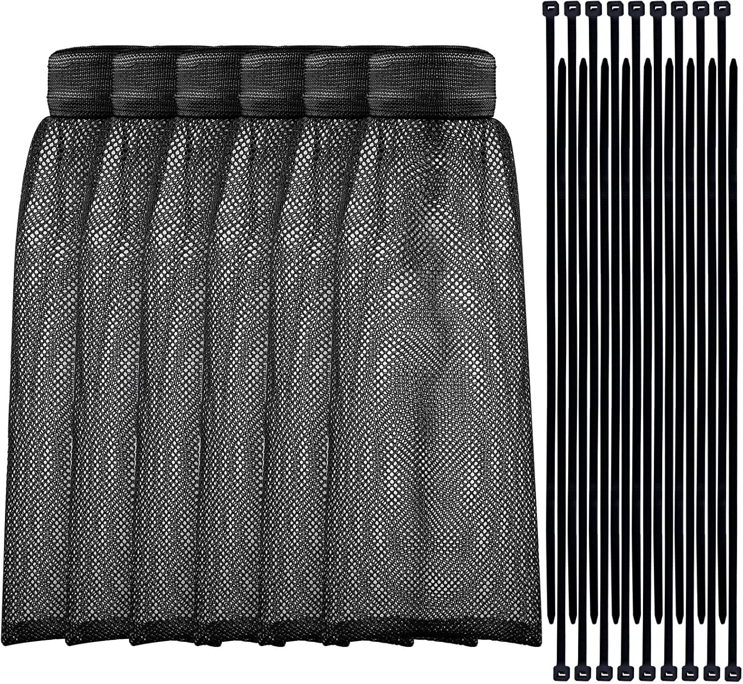 Shappy 24 Pieces Washing Machine Lint Traps and Cable Ties Set 6 Nylon Mesh Lint Trap for Discharge Hoses and 18 Cable Ties Fits Most Washing Machines(Black)