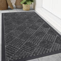 Smiry Front Door Mat Outside Entrance, Heavy Duty Outdoor Indoor Mat, Natural Rubber Doormat, Non Slip, Trap Dirt and Moisture, Easy Clean, Low Profile Patio Porch Entryway Mat, 71x47, Light Grey