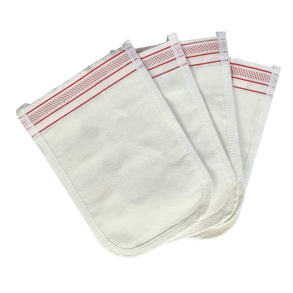 Turkish Exfoliating Gloves – Face & Body Exfoliation Mitts - Bath Hammam Spa Exfoliator Kese Glove - Body Scrub Glove to Remove Dead Skin – Brighten & Soften Skin – 4Pcs (White & Burgundy)