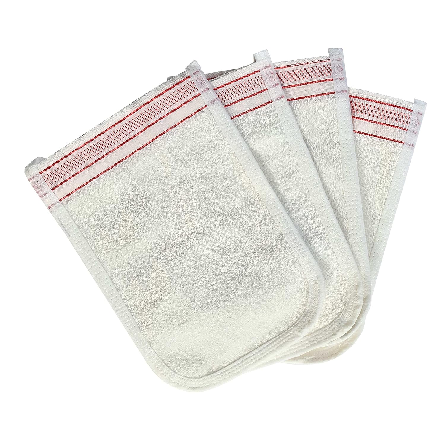 Turkish Exfoliating Gloves – Face & Body Exfoliation Mitts - Bath Hammam Spa Exfoliator Kese Glove - Body Scrub Glove to Remove Dead Skin – Brighten & Soften Skin – 4Pcs (White & Burgundy)