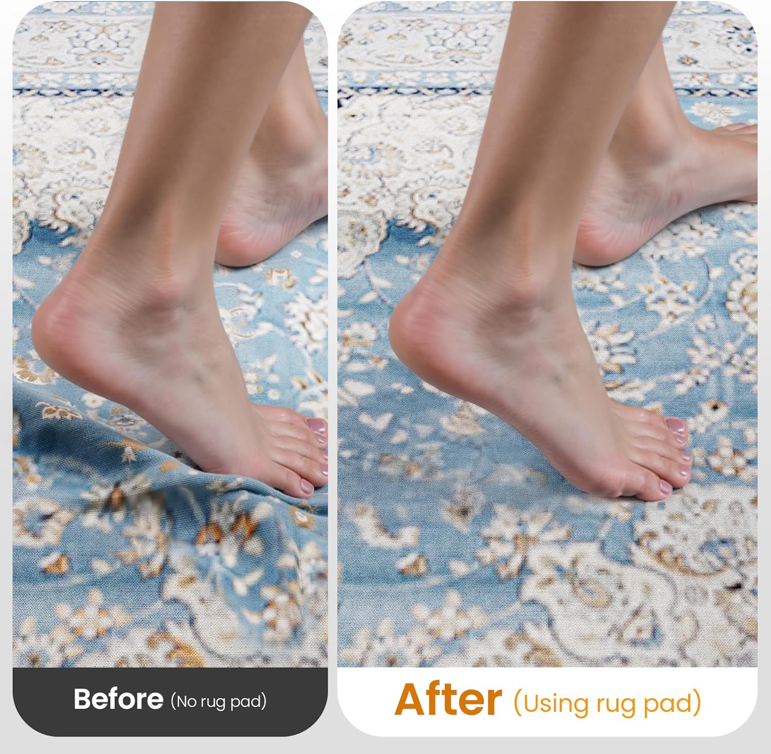 Non-Slip Rug Pad Gripper 2x3 Feet, Anti Skid Mat for Under Area Rugs, Keeps Rugs in Position and Safe, Thick Cushioned Carpet Pad for Hardwood Floors Protection